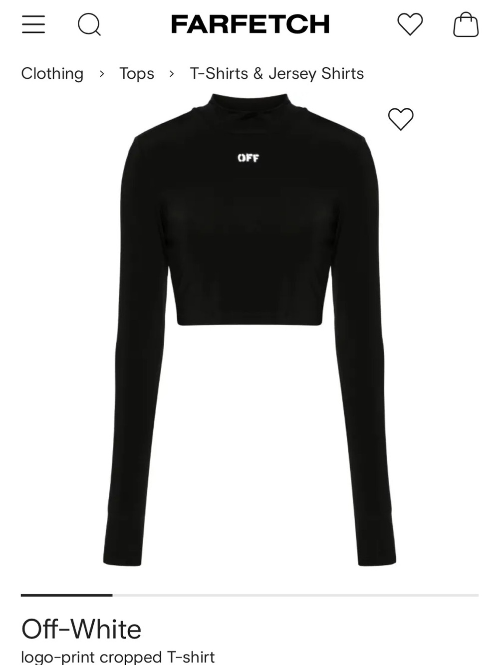 Off-White Black Cropped Mock-Neck Long-Sleeve Top with White Logo